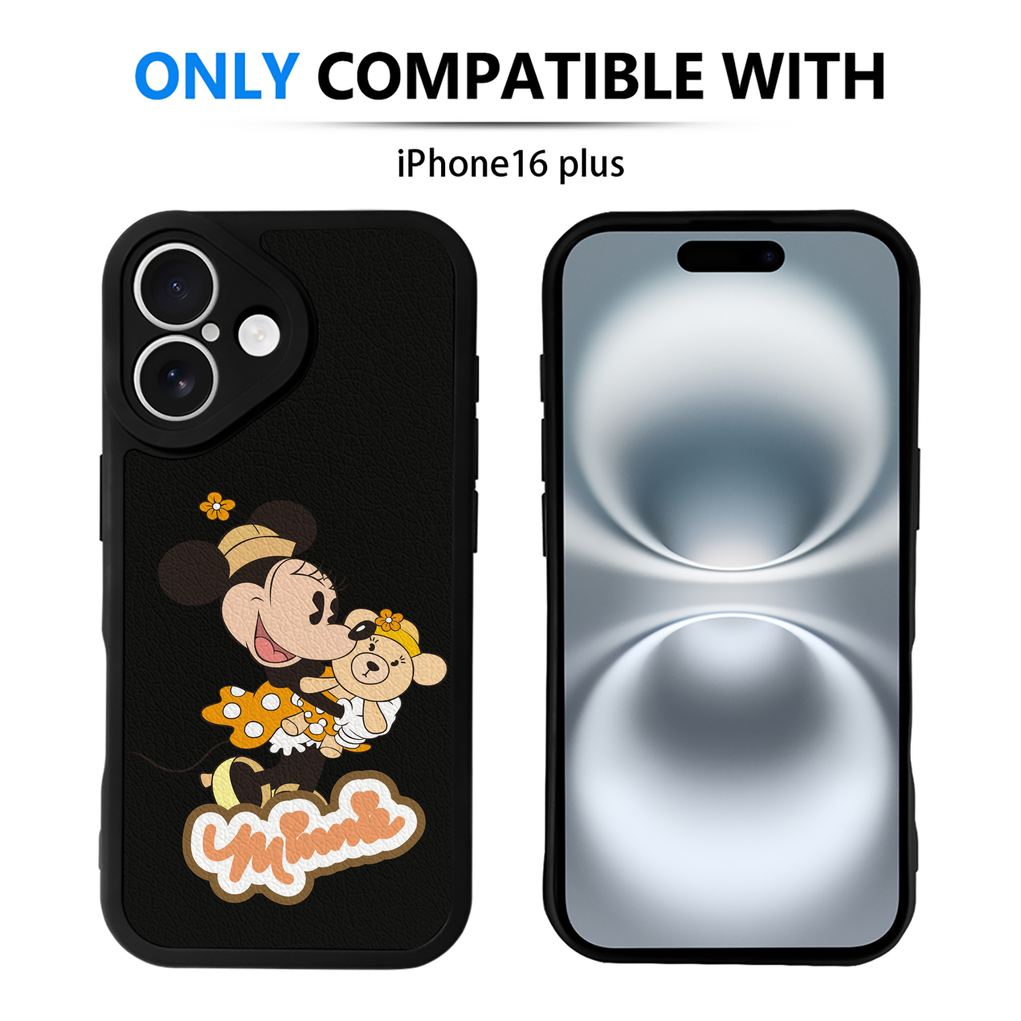 （画像用） ミッキーマウス Mickey Mouse 【iPhone 16シリーズ対応】シリコンスマホケース（レザー調） 材質：シリコン